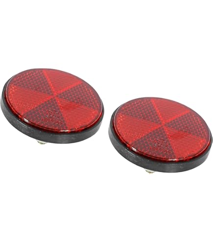 Lot De 2 Réflecteurs Ronds Rouges - Universel Voiture Moto Camion - 41mm