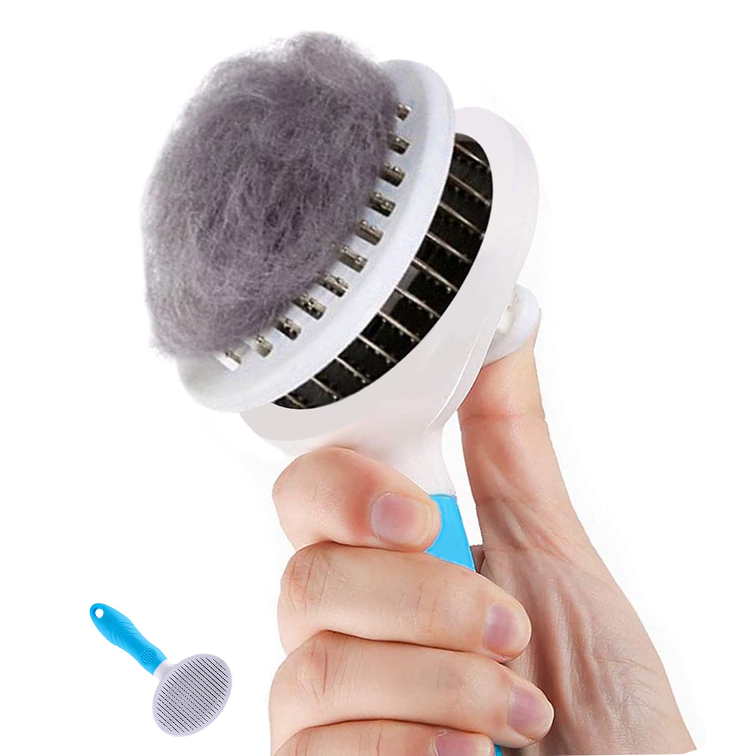 Self Cleaning Cat Brush for Shedding and Grooming - Removes Dead Undercoat, Knots - Massage Brush for Cats and Dogs