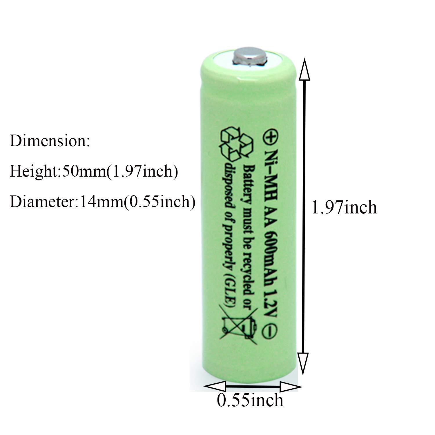 AA Ni-MH 600mAh 1.2V Rechargable Solar Light Batteries for Outdoor Solar Lamps Garden Lights Remotes Mice(8Pcs)