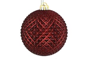Vickerman 530504-4" Burgundy Durian Glitter Ball Christmas Tree Ornament (6 pack) (N188565D)
