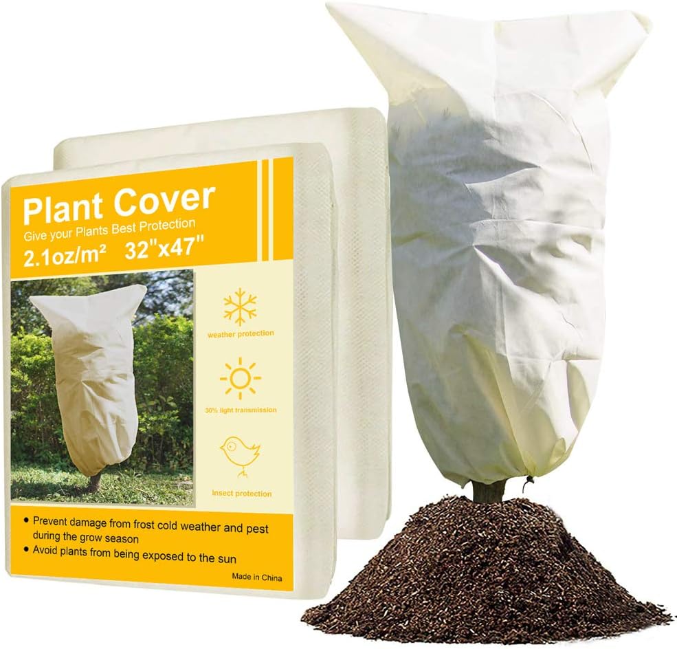 2 Pack Plant Frost Covers Protector Cloth（32×47"Upgraded