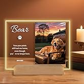 Wucidici Personalized Pet Memorial Gifts - Sympathy Gift for Dog cat Loss, Custom Remembrance Picture Plaque with Light, Pet Loss Keepsake for Cats Dogs Passed Away