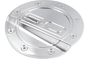 Silver Tone Car Exterior Gas Cap Fuel Filler Door Cover Tank Compatible For Ford Compatible For Mustang 2015-2020(Carbon Fibe