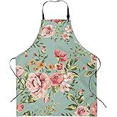 Gvlrbut Cooking Aprons for Women with Pocket, Adjustable Floral Apron for Chef Kitchen BBQ Grill, Birthday Gift for Mom Wife