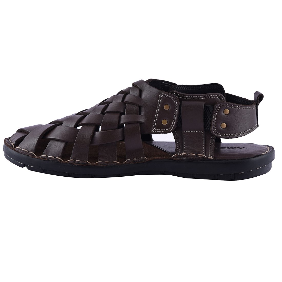 amster men's brown genuine italian leather sandals