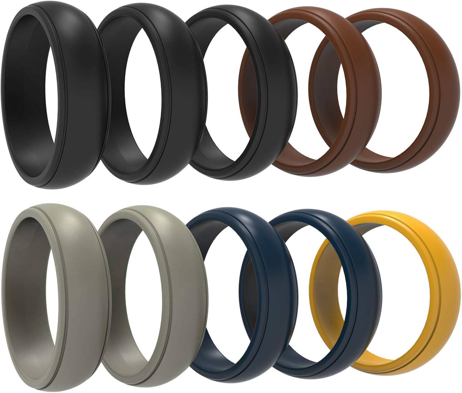 CATHYLIFE Silicone Wedding Rings Men Women 10 Rings 2 Layer Round Rubber Engagement Bands