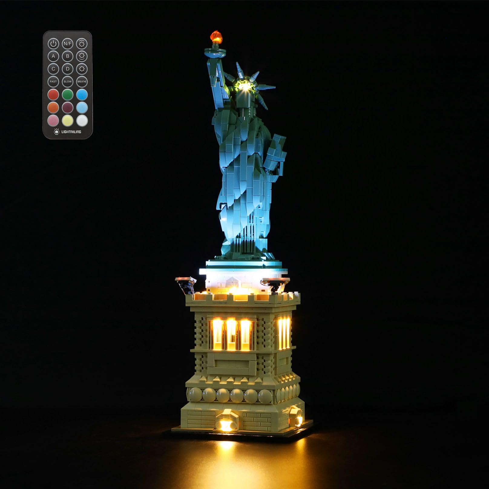 MENZAVA LED Light Kit (Remote Control) Compatible with Lego 21042 Statue of Liberty Architecture Building Blocks Model - Model Set NOT Included
