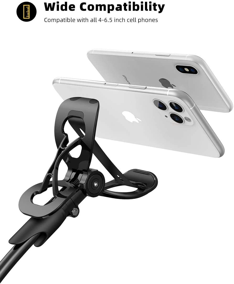 Phone Holder Bed Gooseneck Mount - Lamicall Flexible Arm 360 Mount Clip Bracket Clamp Stand for Cell Phone XS Max XR X 8 7 6 Plus 5 4, S10 S9 S8 S7 S6, Overall Length 33.4In(Black)