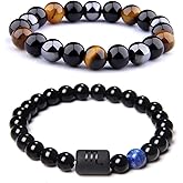 CSIYANJRY99 Zodiac Bracelets for Men Women Zodiac Sign 12 Constellation Horoscope Bracelet 8mm Natural Obsidian Hematite Onyx Tiger Eye Beads Stretch Bracelet