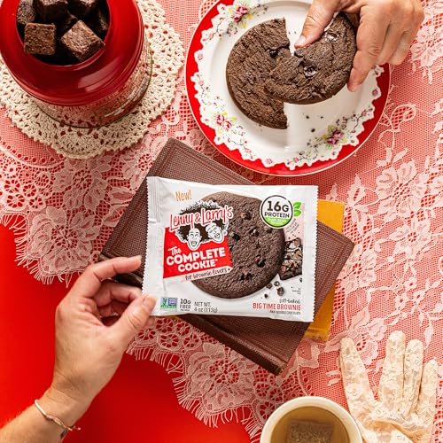 LENNY & LARRY’S THE COMPLETE COOKIE, BIG TIME BROWNIE, SOFT BAKED, 8G PLANT PROTEIN, VEGAN, NON-GMO, 2 OUNCE COOKIE (PACK OF 12)
