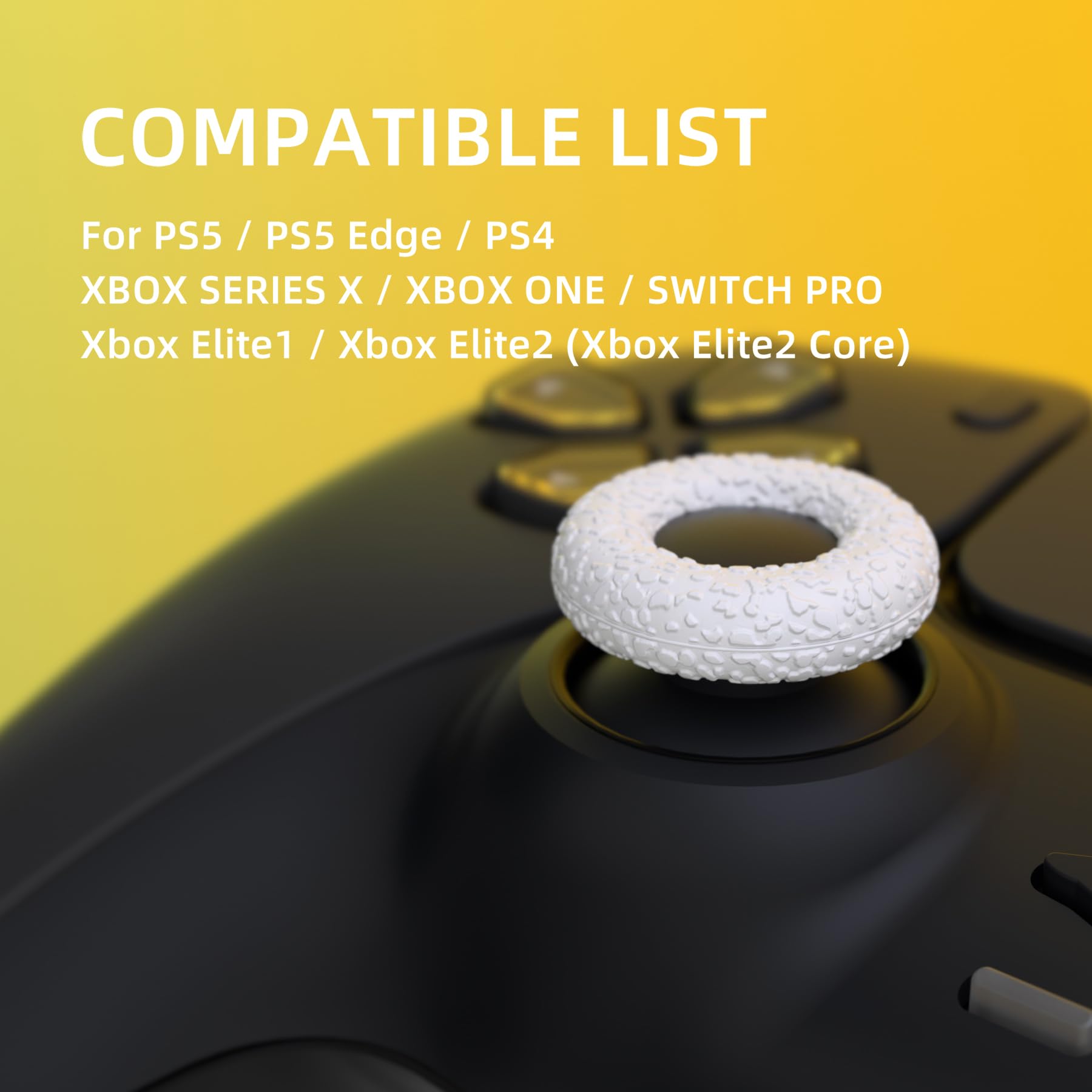 PlayVital Upgraded Silicone Precision Rings, Aim Assist Motion Control for ps5, ps4, Edge, Xbox Series X/S, Xbox One, Switch Pro Controller - Durable Anti-Slip Donut Thumbstick Rings, Gray/Black/White