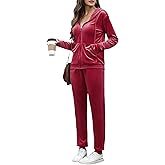 ouansyltg Velour Tracksuit Womens 2 Piece Outfits Velvet Sweatsuit Full Zip Up Hoodie Jacket Jogger Lounge Set