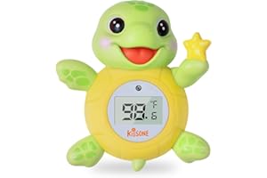 KISSONE Baby Bath Thermometer, Digital Water Temperature Monitor for Newborns & Toddlers, Accurate Temperature Readings, BPA-Free, °F/°C, Floating Turtle Toy with Bath Water Safety