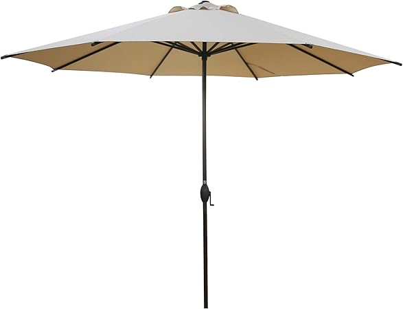 Amazon Com Abba Patio 11ft Patio Umbrella Outdoor Umbrella Patio Market Table Umbrella With Push Button Tilt And Crank For Garden Lawn Deck Backyard Pool Beige Garden Outdoor