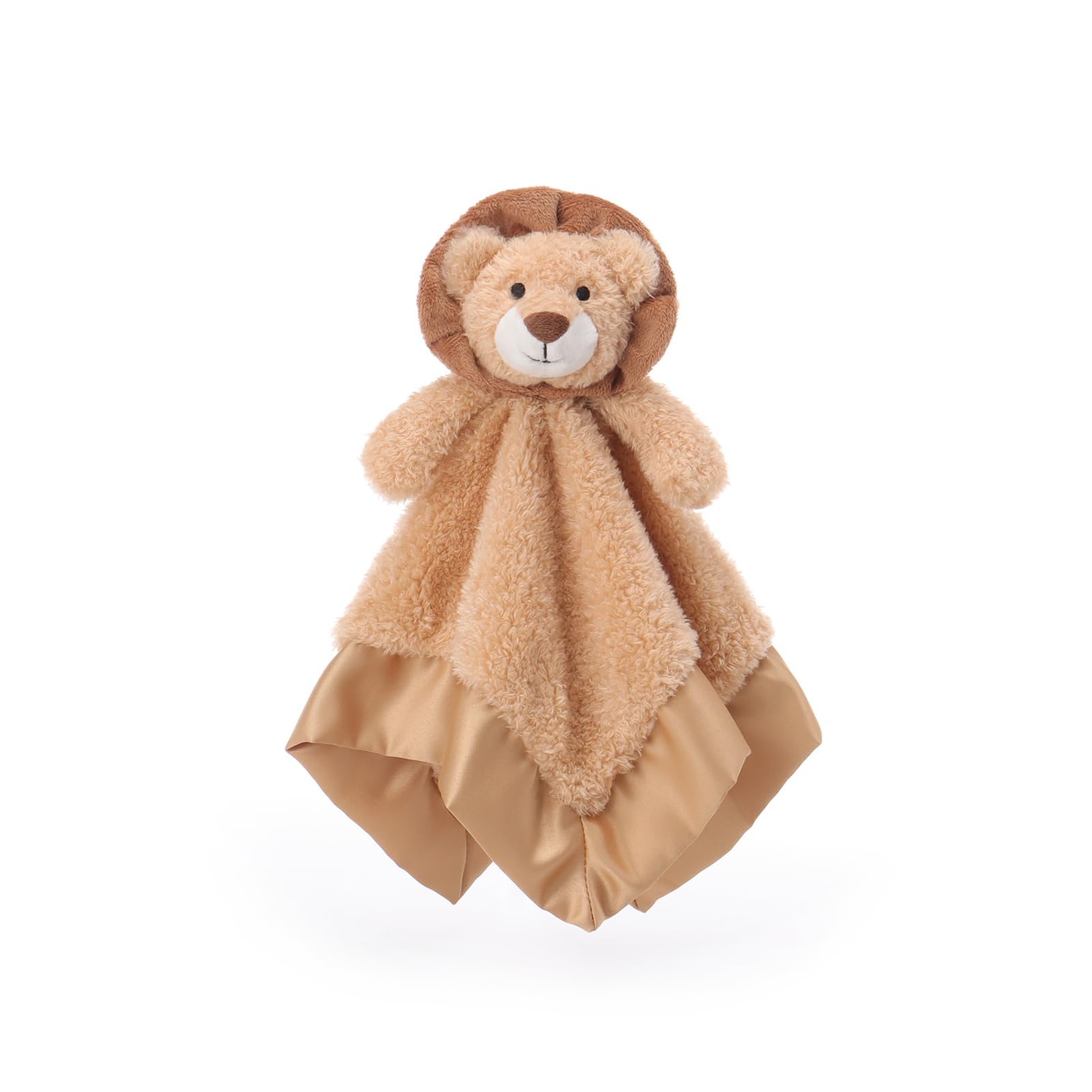Apricot Lamb Lion Cute Comforter Plush Security Blanket for Baby Boy and Girl, Brown Cuddly Lovey for Infant and Toddlers, 14x14 Inches