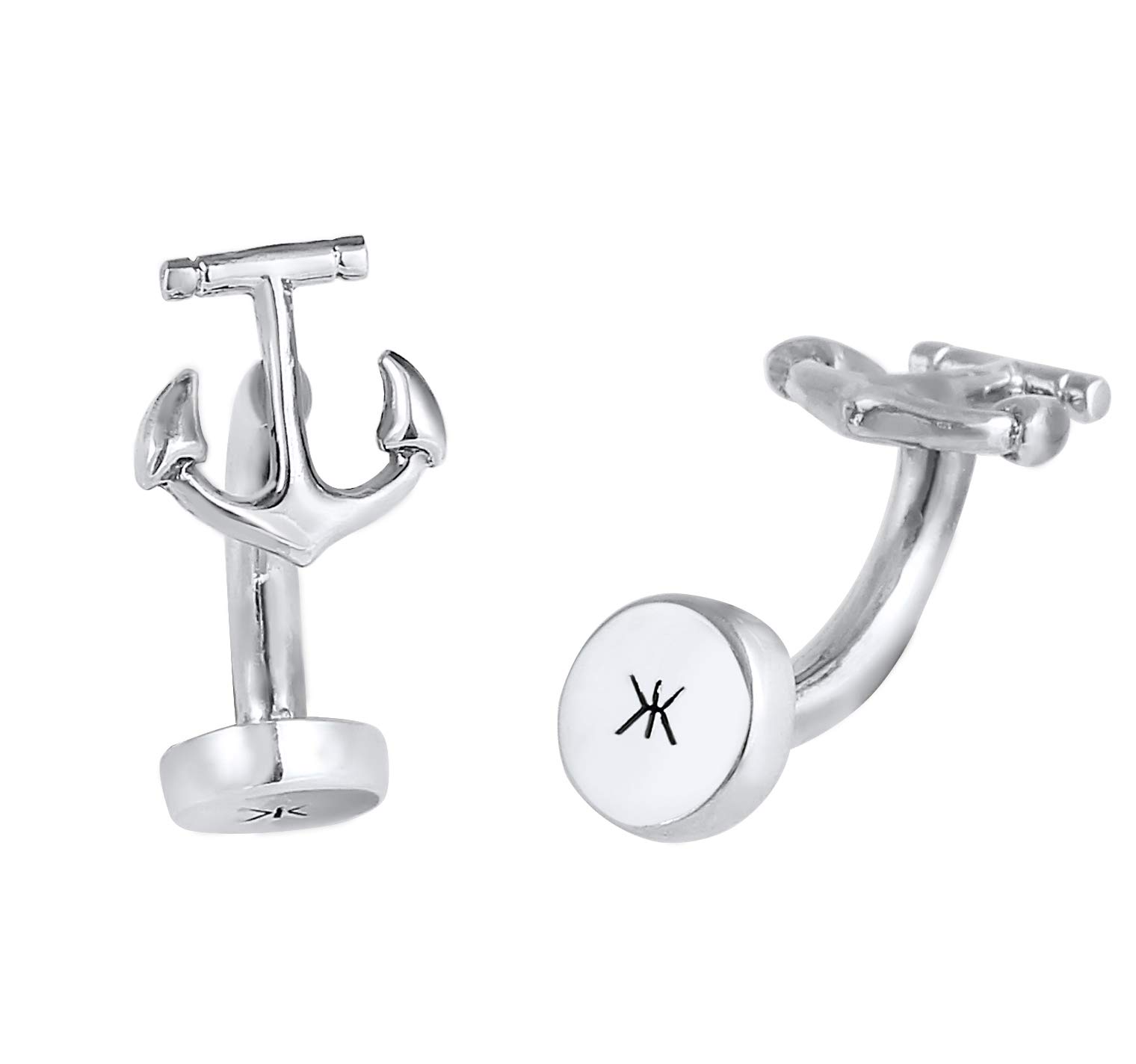 kuzzoi Men's Cufflinks with Anchor, Polished 925 Sterling Silver, Cufflinks for the Shirt, Maritime Men's Gift for Wedding and Birthday, Colour: Silver, Sterling Silver