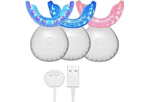 Cmzxc Teeth Whitening Light, 32 LED Red & Blue Light Intelligent Teeth Whitening System, LED Blue Lights Accelerator with USB,Natural Teeth Whitening Effective Stain Removal(White)…