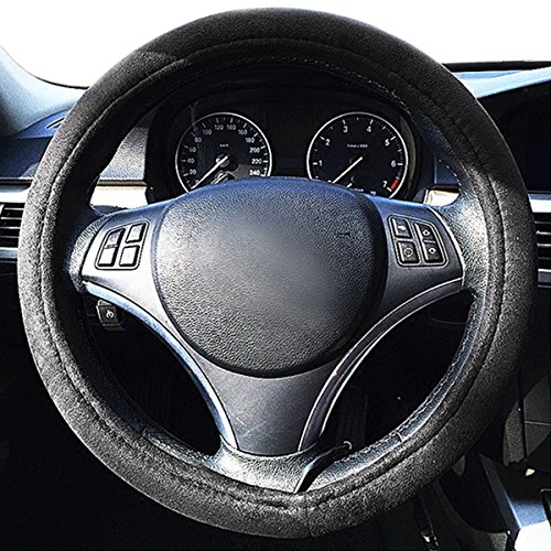 Zone Tech Car Steering Wheel 12V Heated Cover - Classic Black Premium Quality Ultra Comfortable 12V Vehicle Heated Wheel Protector