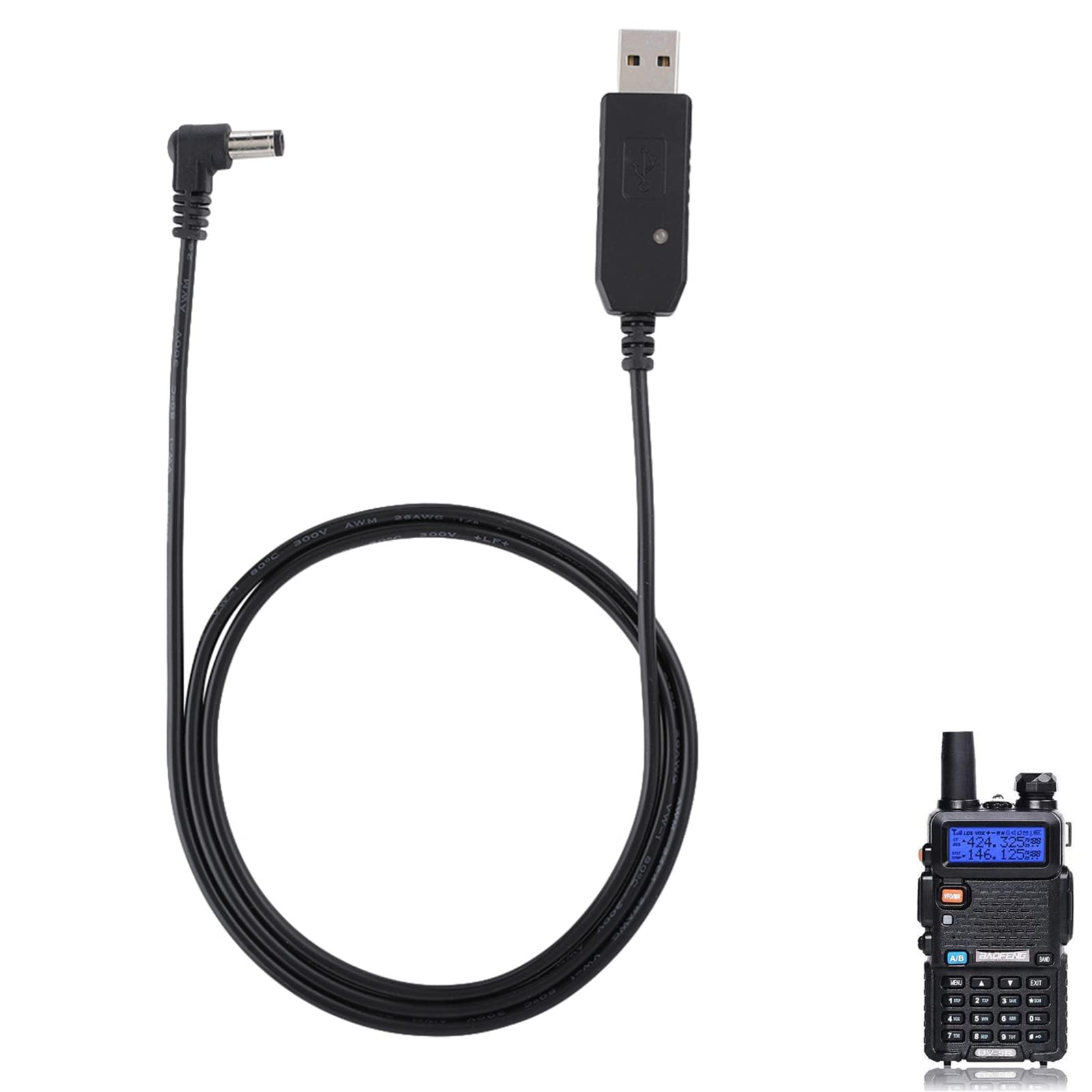 Mugast 1m USB Cable, Tangle Free Charger Transformer Cable for Baofeng UV-5R UV-82 BF-F8HP UV-82HP UV-9R Plus Walkie Talkie