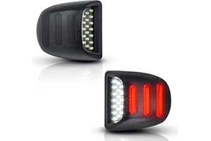 Asgohme LED License Plate Light with Red OLED Neon Tube Rear Bumper Tag Lamp Assembly Replacement Compatible with Cadillac Escalade Chevy Silverado Tahoe GMC Sierra 1500 2500 3500 Yukon XL, Pack of 2