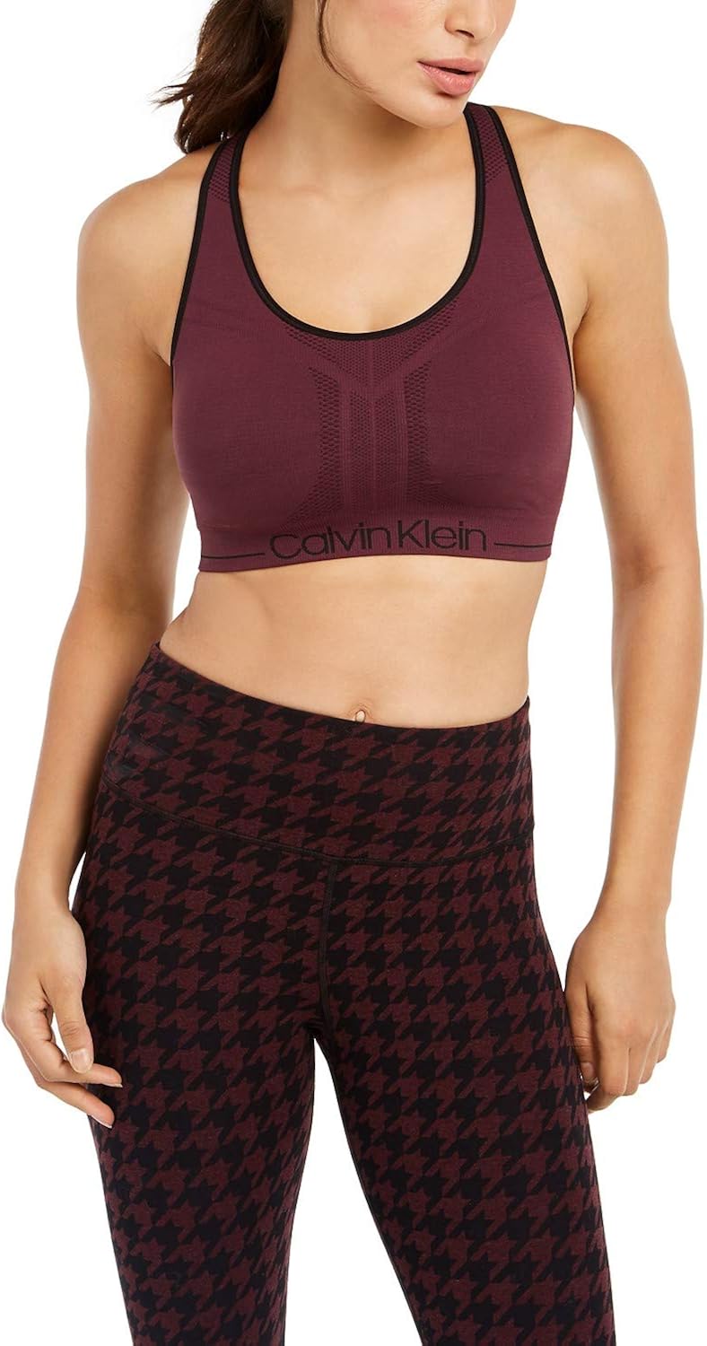 Calvin Klein Performance Womens Medium Impact Fitness Sports Bra Purple