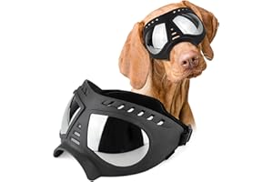 Gesuche Dog Goggles,UV Protection Wind Protection Dust Protection Snow Protection Fog Protection Soft Frame Glasses for Long Snout Dogs Eyes Protection with Adjustable Strap (L: Silver Lens)