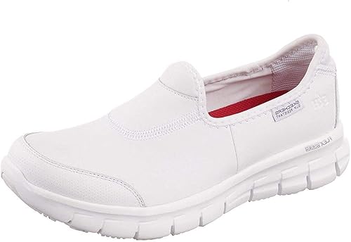 slip on skechers white