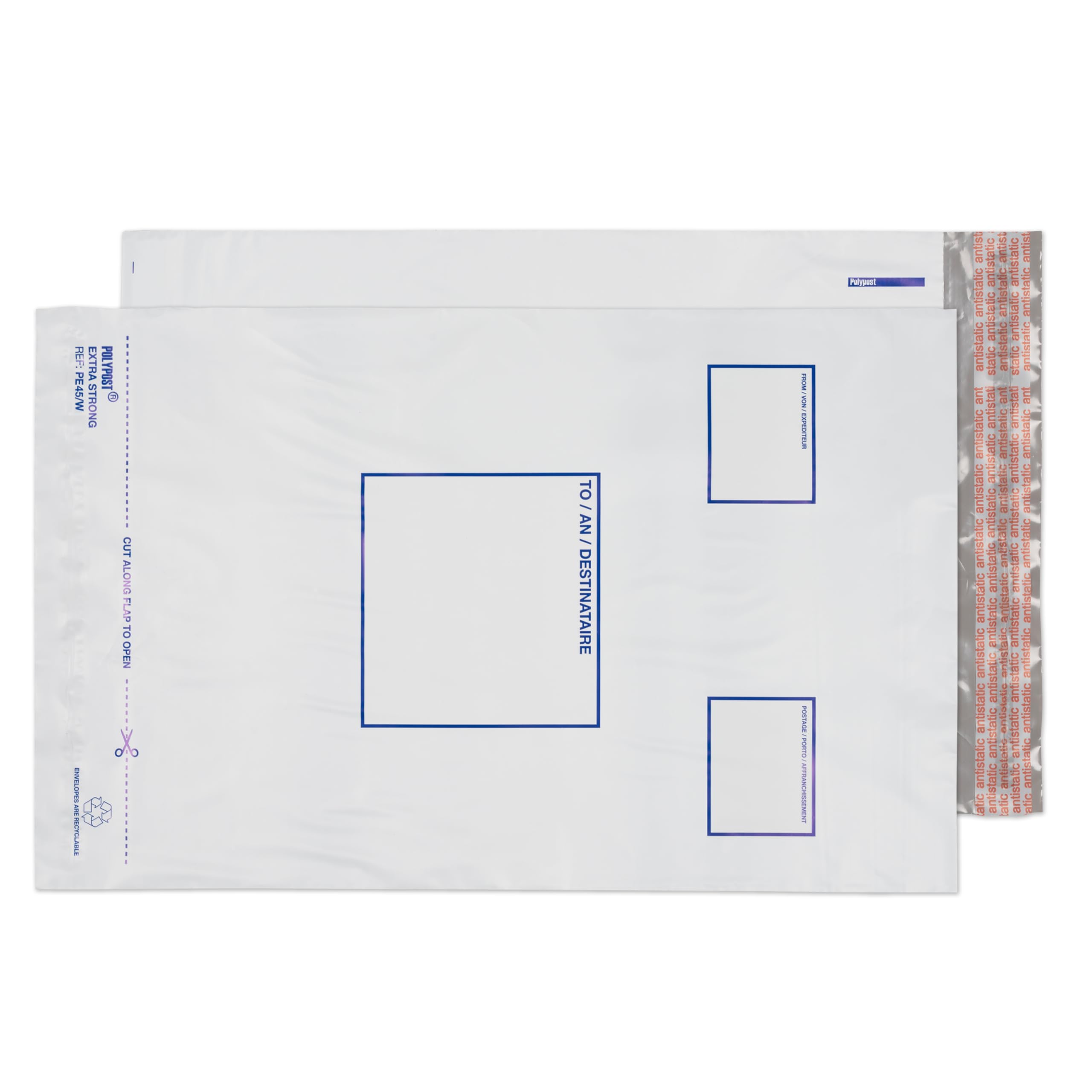 Blake Purely Packaging 255 x 350 mm Polypost Polythene Mailing Bag Envelopes Peel & Seal (PE45/W) White - Pack of 1000