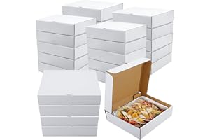 Watersay 25 Pack Half Pan Corrugated Catering Box 13'' x 10-7/8'' x 3'' White Secure Stackable Food Delivery Container Bakery Cardboard Food Storage Boxes for Takeout
