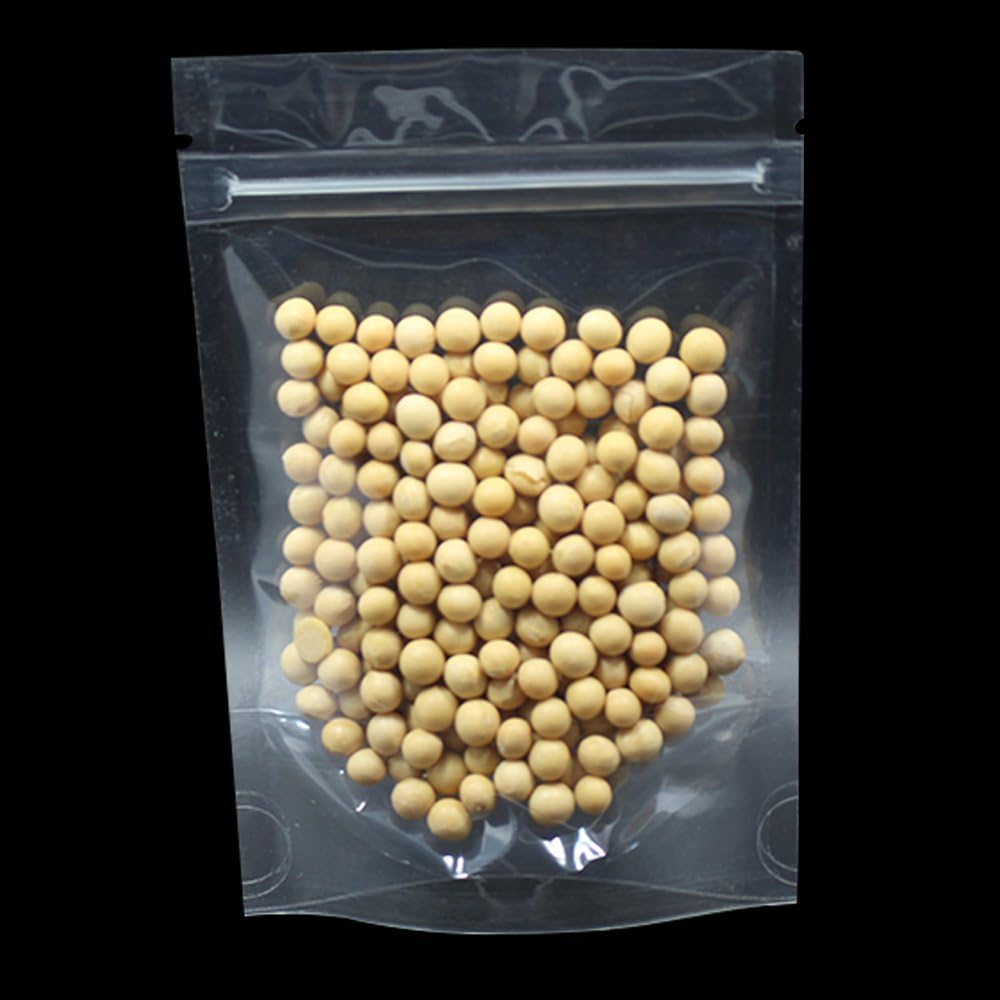 100 Pcs Stand Up Clear Plastic Zipper Lock Packing Bags for Food Candy Coffee Nut Storage Doypack Resealable Heat Seal Reclosable for Zip Valve Pack Lock Pouches (9x12.5cm (3.5x4.9 inch))