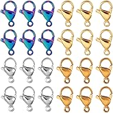 PH PandaHall 110pcs 304 Stainless Steel Lobster Claw Clasps, 4 Colors Jewelry Clasps 18K Gold Plated Necklace Bracelet Clasp Small Fastener for DIY Bracelet Necklace Jewelry Making, 0.43x0.28inch