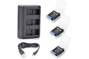 Newmowa Replacement Battery (3-Pack) and 3-Channel Charger for GoPro Hero 8
