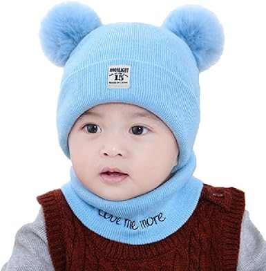 Umipubo Bonnet Bebe Hiver Echarpe Ensemble Beanie Avec Pompon Mignon Chapeau Tricote Echarpes Unisexe Chapeau Chaud Chapeaux Pour 0 12 Mois Bebe Blau Amazon Fr Vetements Et Accessoires