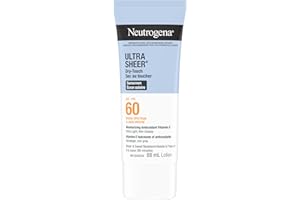 Neutrogena Ultra Sheer Dry-Touch Sunscreen Lotion, Broad Spectrum SPF 60 UVA/UVB Protection, Oxybenzone-Free, Light, Water Re