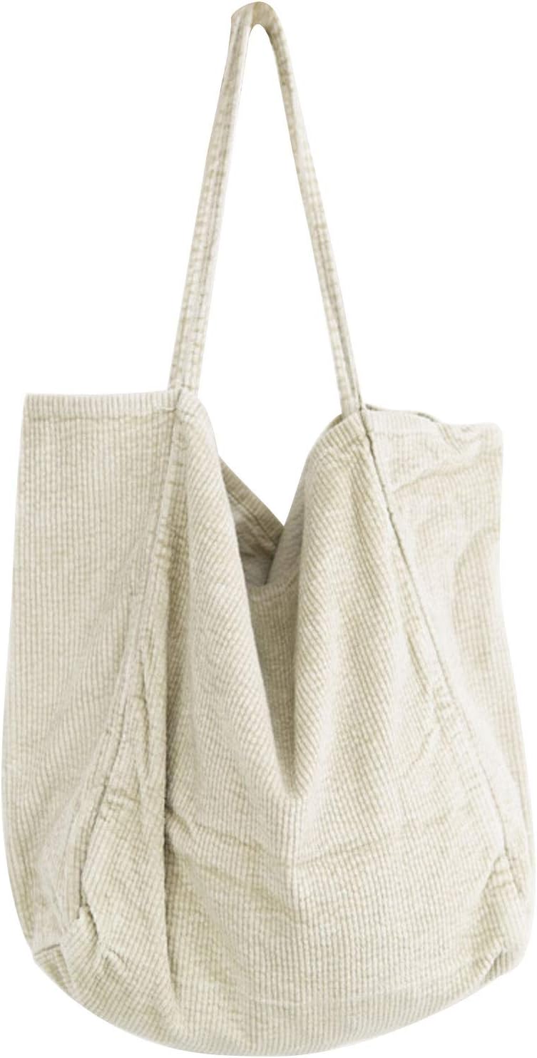 Women Corduroy Tote Bag, Large Casual Hobo Handbags with Inner Pockets, Shopping Shoulder Bag Purse Crossbody Satchel Handbags for Work Travel