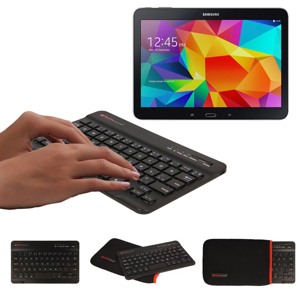 TECHGEAR[Active Strike (S) Slim Line Bluetooth Wireless UK Qwerty Keyboard With Carry Case Works for Samsung Galaxy Tab A8 10.5", Tab A7 10.4" SM-X200 SM-X205, Tab A 10.1 SM-T510 T580 Tablets