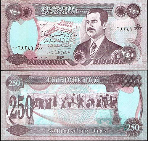 Iraq 250 Iraqi Dinars 1995 Currency Saddam Hussein Dictator Like Hitler or Stalin (WW2, World war, Nazi, Coin, Gulf war, George Bush) - Thumbnail 3