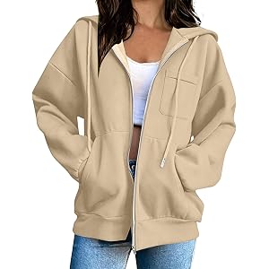 YCZHZAII Zip Up Hoodie Women Y2K Long Sleeve Sweatshirt Jacket with Pocket | Fall Lightweight Comfort Travel Hoodies Sweatshi