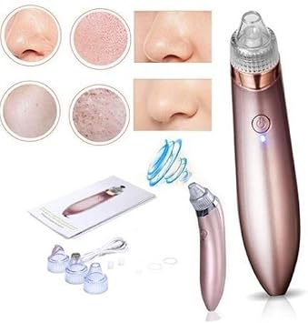 HEMIZA Rechargeable Blackhead Acne Pimple Pore Whitehead Remover Vacuum Suction Device for Face with Adapter for Men and Women