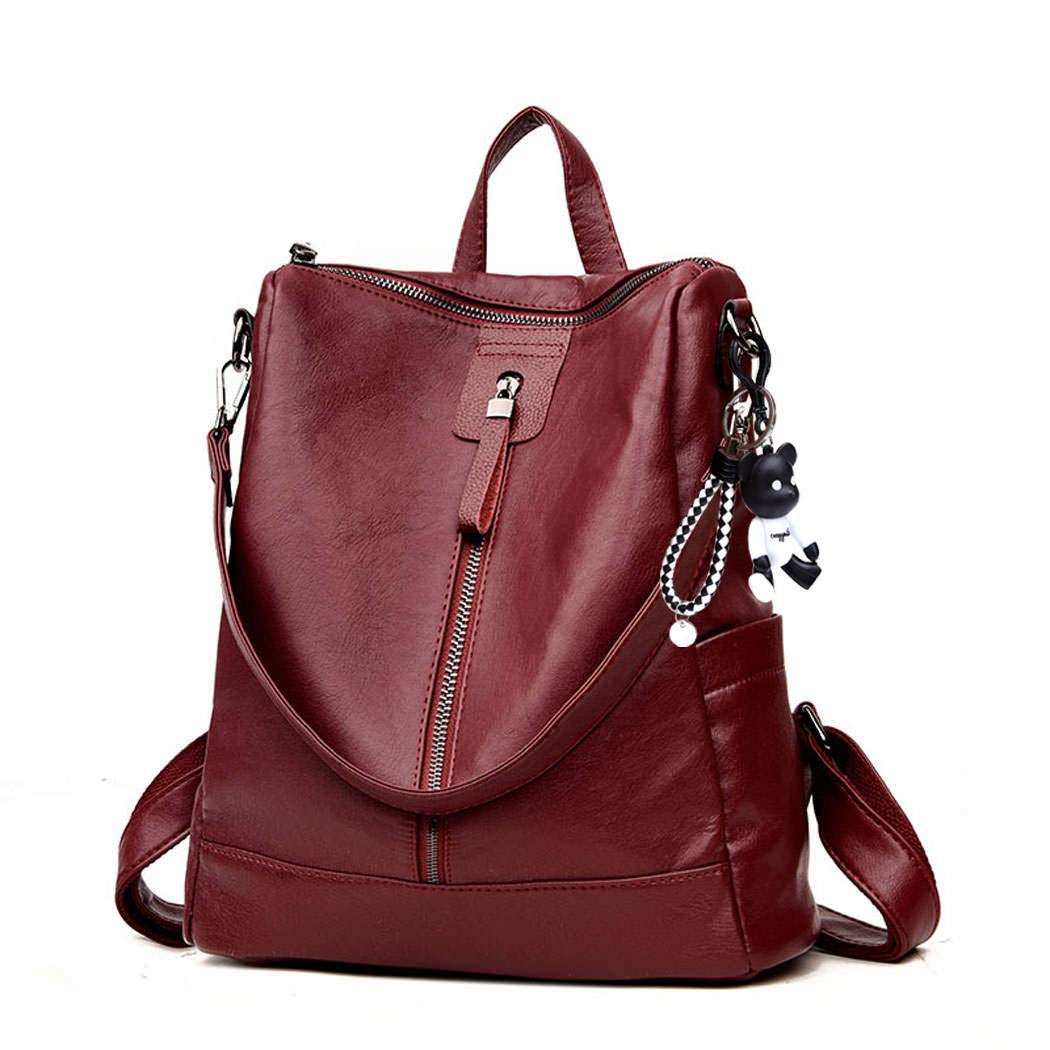 AINUOEY Womens Rucksack Backpacks Anti-Theft Totes Top-Handle Handbags Ladies PU Leather 76613 1pcs Set Burgundy