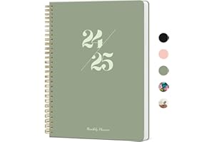TAJA Monthly Planner 2024-2025, 2024 Calendar 21 Months Planner, APR 2024 - DEC 2025, 7.4" x 9.6", 2024 Planner Spiral Bound, Perfect for School & Office - Green