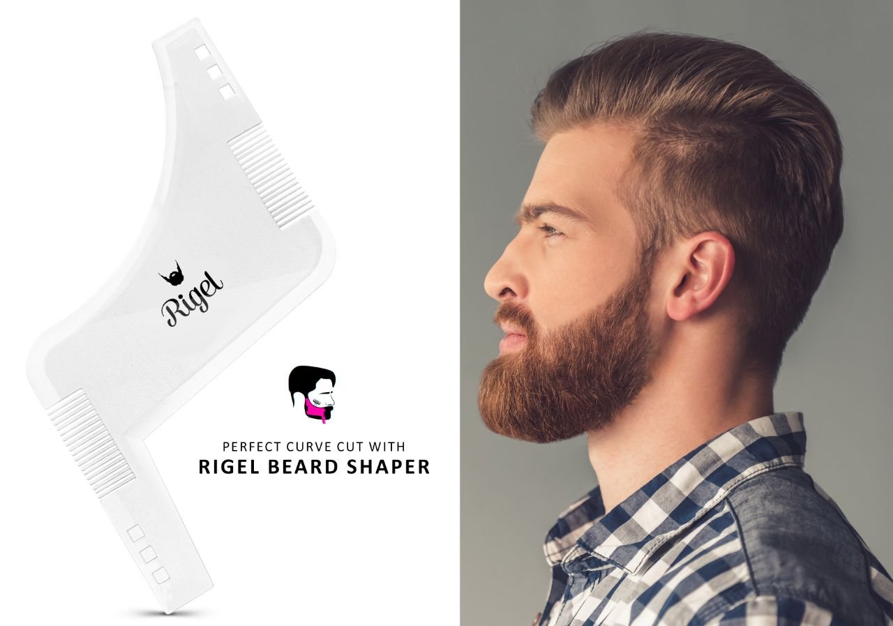 Rigel Beard Shaper Transparent Beard Kit Shaping Tool - Premium Quality Beard Stencil Mens Grooming Tool Kit - Beard Comb For Line Up And Edging