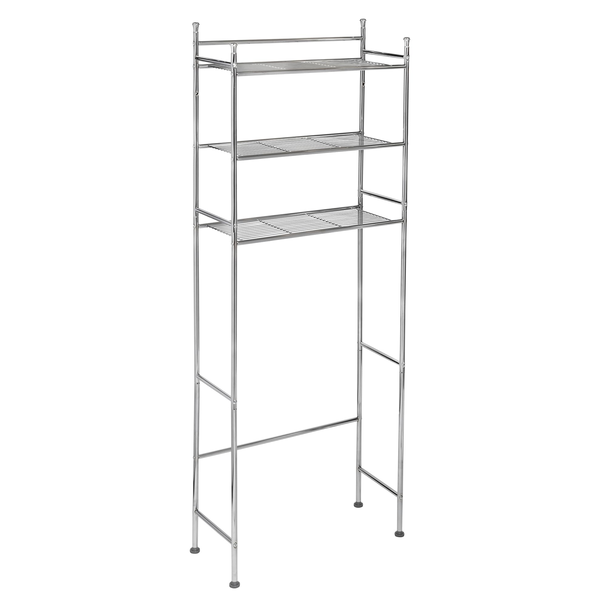 Honey-Can-Do Over-the- Toilet Storage Shelf, 3 Tiers, Steel, Chrome, 45 lbs