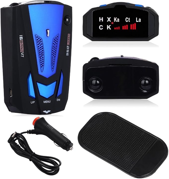 Détecteur de radars 360 °, 16 GPS, alerte vocale (bleu) Amazon.fr