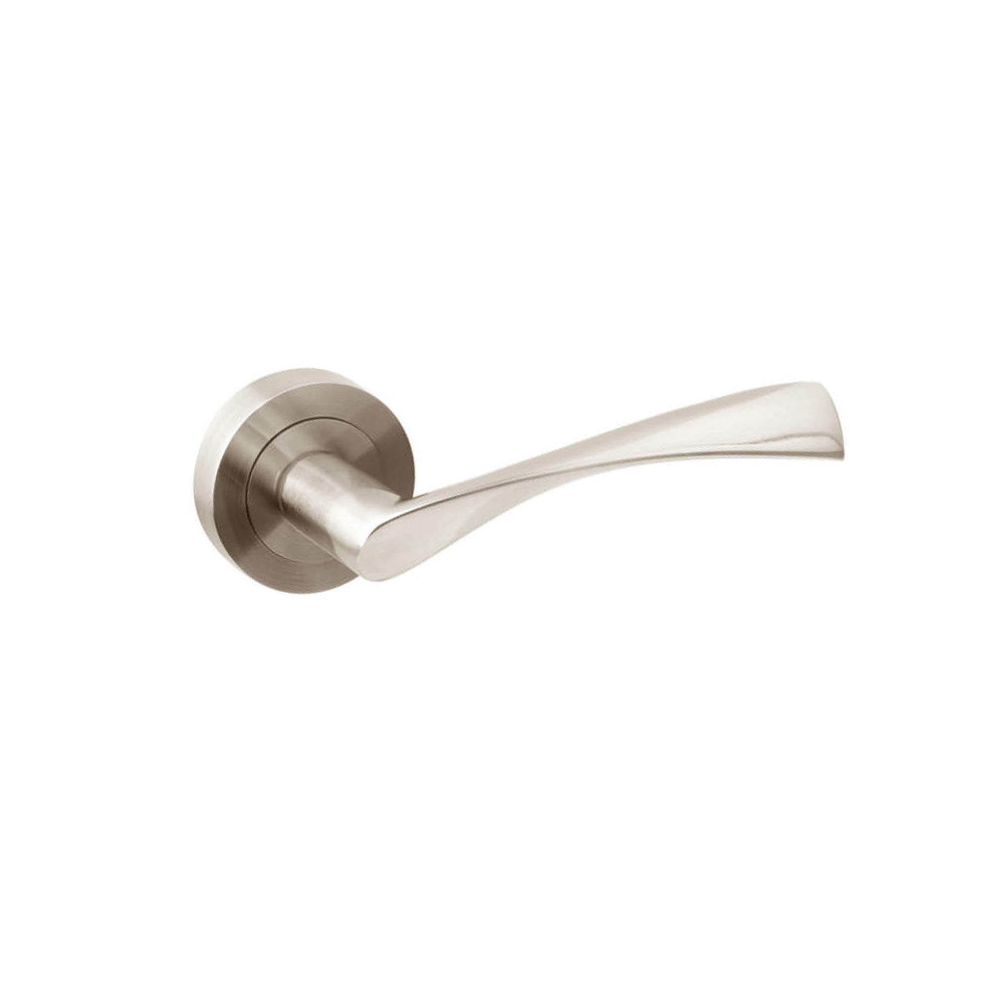 Emuca - Internal Door Handles, Set of Internal Door Handles with D.50mm (1,9 inch) Rose, Aluminium, Satin Nickel.