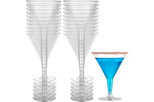 Hanna K. Signature Deluxe Clear Plastic Martini Cups - 7oz, 20 Pieces - Perfect for Parties & Everyday Use