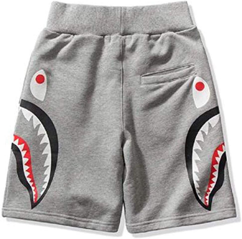 Fashion boy Shark Pattern Shorts Ape Bape Trend Stitching Drawstring Youth Shorts