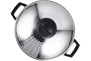 PRETYZOOM Stainless Steel 16cm Pasta Pot with Straining Lid for Stove Use, Noodle Cooking Pot for Quick