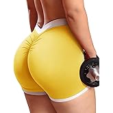 SEASUM Workout Scrunch V Back Booty Shorts for Women Two-Tone High Waisted Gym Yoga Bottoms