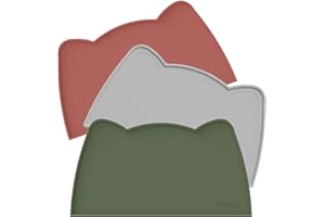 OHMO - Cat Food Mat, Silicone Pet Feeding Mat for Floor Non-Skid Waterproof Dog Water Bowl Tray, Easy to Clean Pet Placemat (Camo Green, 18 * 9.8'')